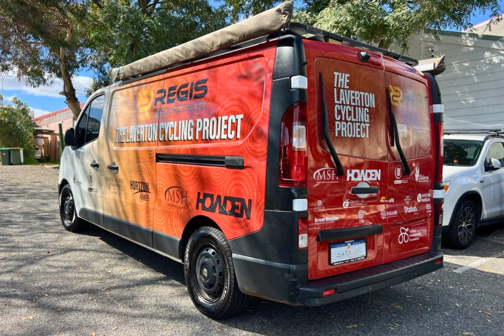 Laverton Cycling Project van featuring Community Program sponsors