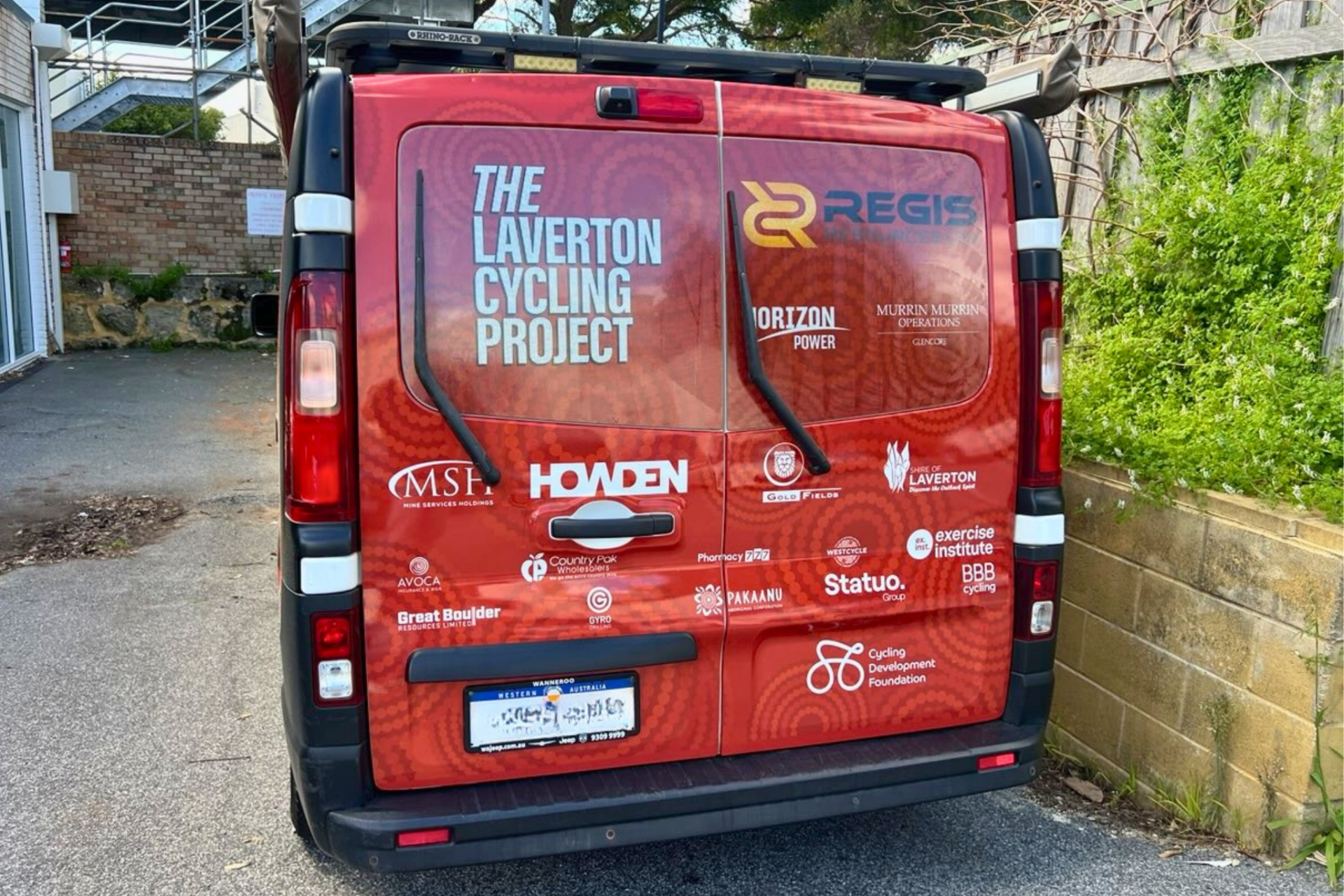 Laverton Cycling Project van featuring Community Program sponsors