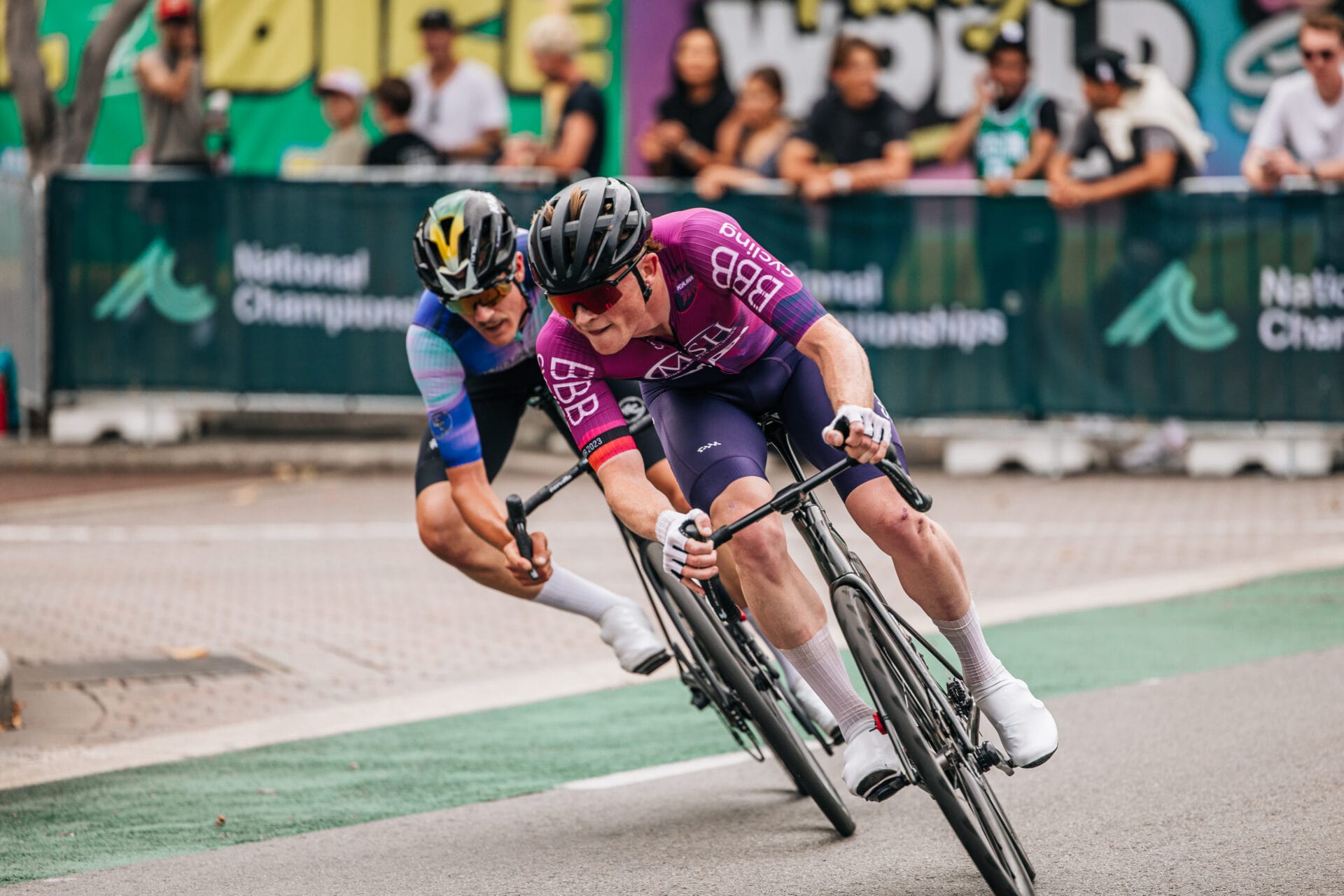 CDF racing cyclists competing in a criterium